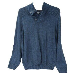 EUC APT.9 Solid Blue VINTAGE 1/4 BUTTONING MOCK TURTLE SWEATER Women's Size‎ L